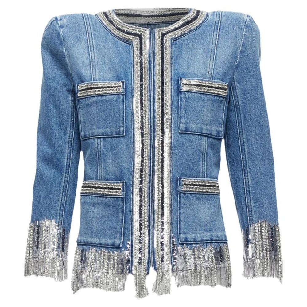 Balmain Denim Crystal Embellished Jacket